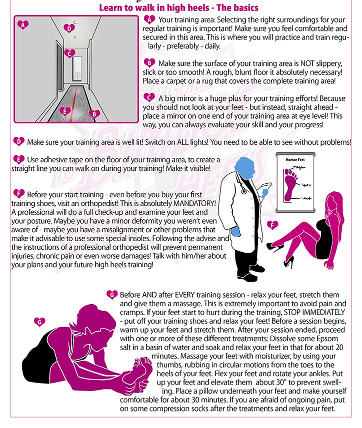 How to learn and practice to walk and move in high heels