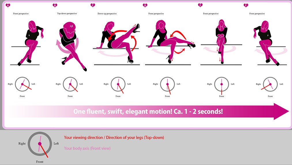 交替坐姿：不經意的吸引技巧How a bimbo should sit-“Crossing legs & switching legs”