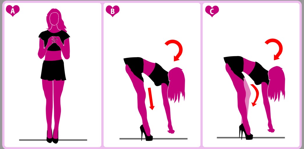 俯身瞬間：不經意的致命吸引“Bimbo postures and movements- How to bend over and pick something up”